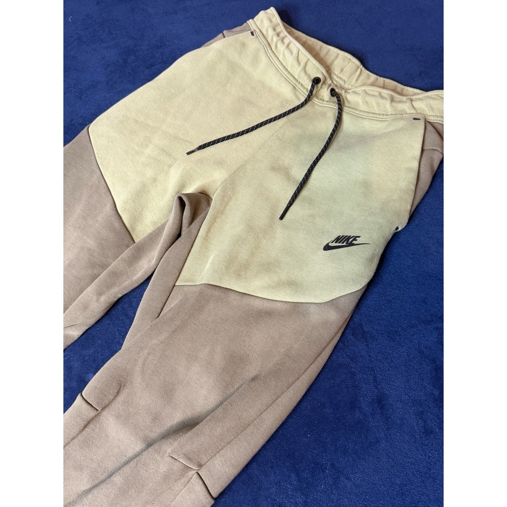 Nike Tech Fleece Joggers Mens XS Green Beige Colorblock Pants CU4495-334